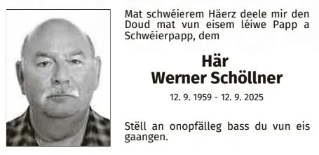 Traueranzeige für Werner Schöllner