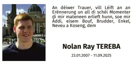 Traueranzeige für Nolan Ray Tereba