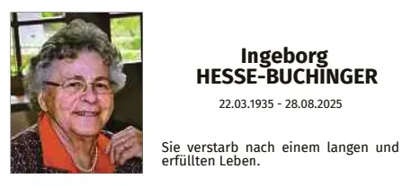 Traueranzeige für Ingeborg Hesse-Buchinger