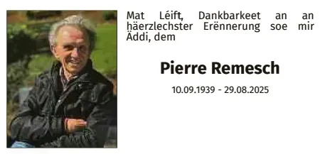 Traueranzeige für Pierre Remesch
