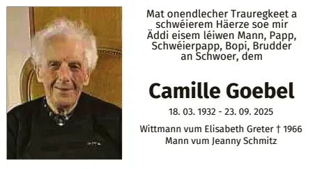 Traueranzeige für Camille Goebel