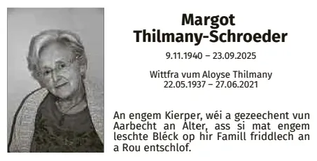 Traueranzeige für Margot Thilmany-Schroeder