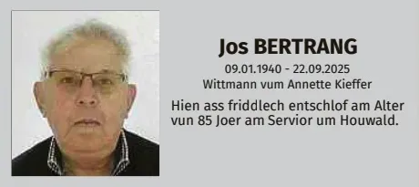 Traueranzeige für Jos Bertrange