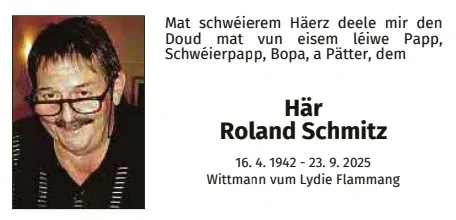 Traueranzeige für Roland Schmitz