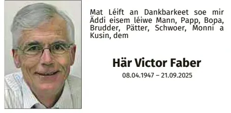 Traueranzeige für Victor Faber