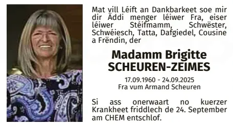 Traueranzeige für Brigitte Scheuren-Zeimes