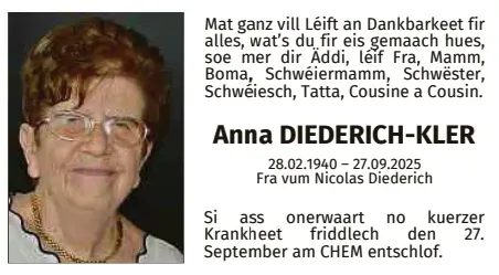 Traueranzeige für Anna Diederich-Kler