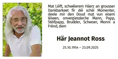 Traueranzeige für Jeannot Ross