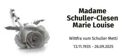 Traueranzeige für Marie Louise Schuller-Clesen