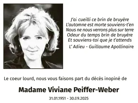 Traueranzeige für Viviane Pfeiffer-Weber