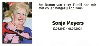 Traueranzeige für Sonja Meyers