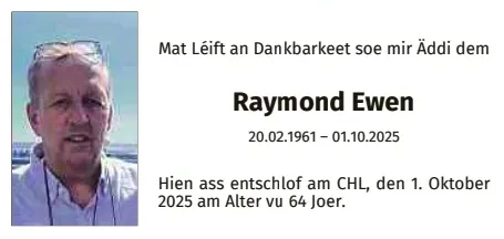Traueranzeige für Raymond Ewen