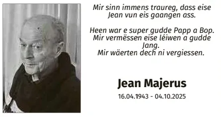 Traueranzeige für Jean Majerus