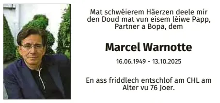 Traueranzeige für Marcel Warnotte