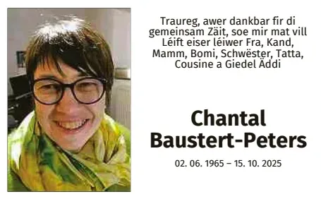 Traueranzeige für Chantal Baustert-Peters