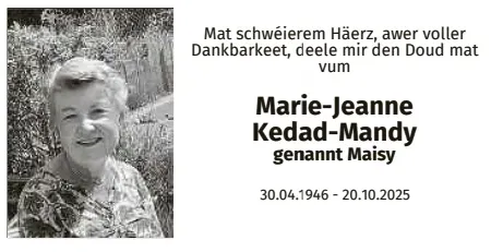 Traueranzeige für Marie-Jeanne Kedad-Mandy