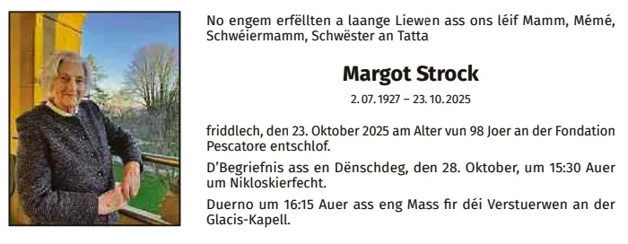Traueranzeige für Margot Strock