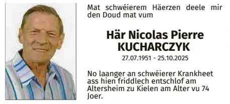 Traueranzeige für Nicolas Pierre Kucharczyk