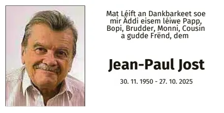 Traueranzeige für Jean-Paul Jost