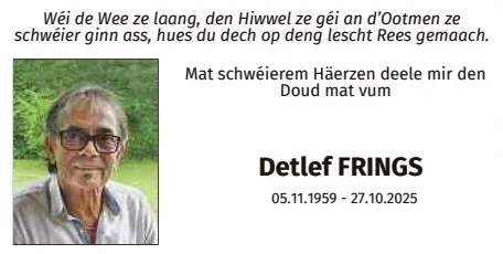 Traueranzeige für Detlef Frings