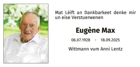 Traueranzeige für Eugène Max