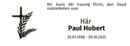 Traueranzeige für Paul Hubert