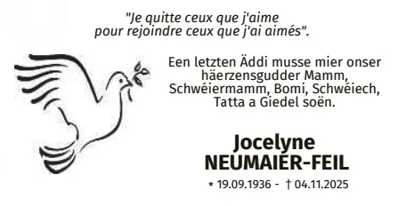 Traueranzeige für Jocelyne Neumaier-Feil