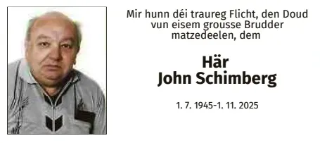Traueranzeige für John Schimberg