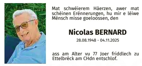 Traueranzeige für Nicolas Bernard