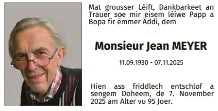 Traueranzeige für Jean Meyer