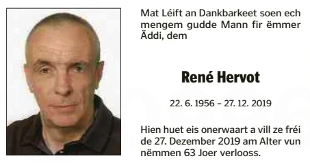 Traueranzeige für René Hervot