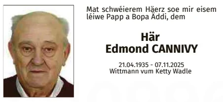 Traueranzeige für Edmond Cannivy