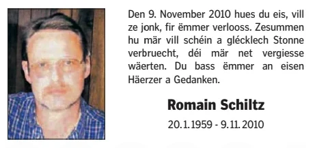 Traueranzeige für Romain Schiltz