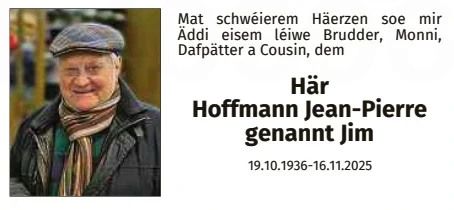 Traueranzeige für Jean-Pierre Hoffmann