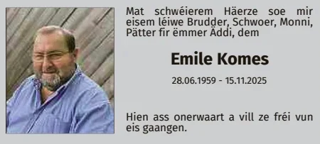 Traueranzeige für Emile Komes