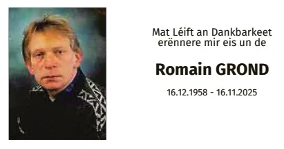 Traueranzeige für Romain Grond