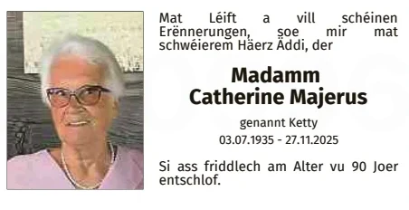 Traueranzeige für Catherine Majerus