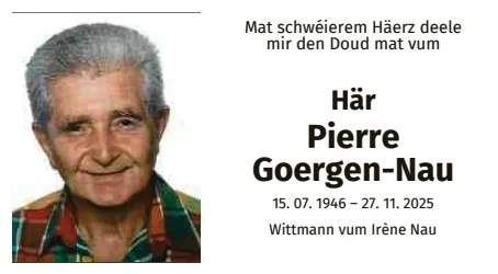 Traueranzeige für Pierre Goergen-Nau