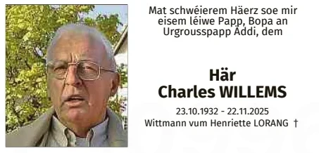 Traueranzeige für Charles Willmes