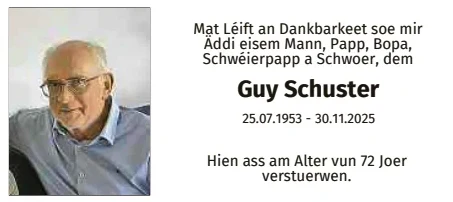Traueranzeige für Guy Schuster