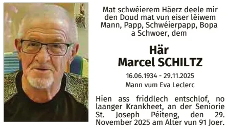 Traueranzeige für Marcel Schiltz