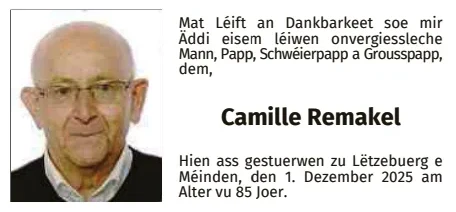 Traueranzeige für Camille Remakel