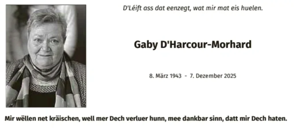 Traueranzeige für Gaby D`harcour-Morhard