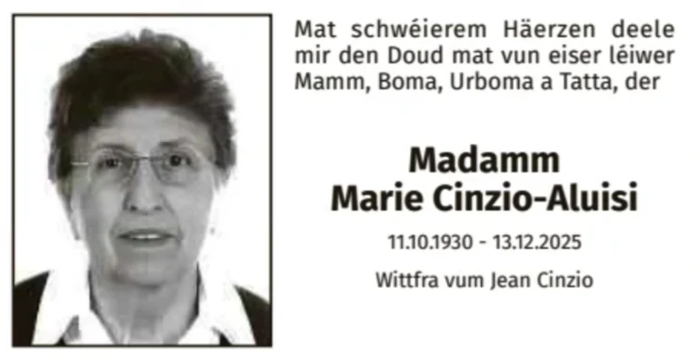 Traueranzeige für Marie Cinzio-Aluisi