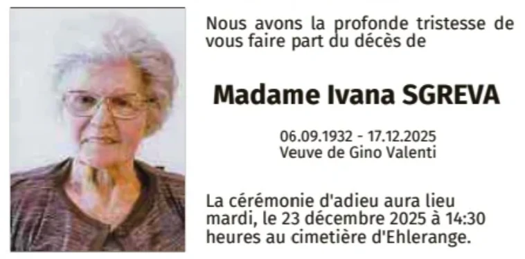 Traueranzeige für Ivana Sgreva