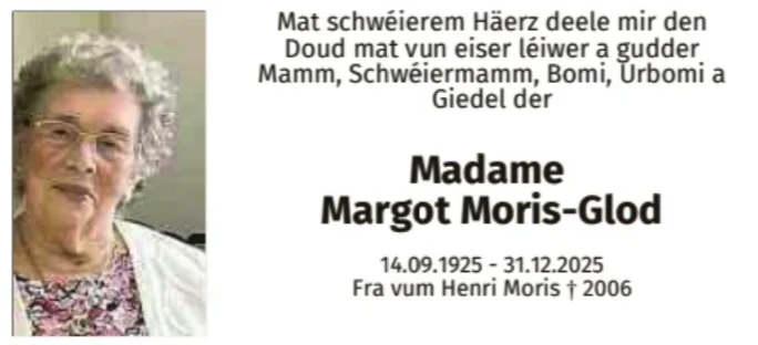 Traueranzeige für Margot Moris-Glod