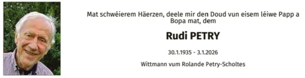 Traueranzeige für Rudi Petry