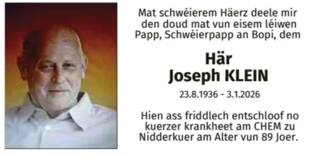 Traueranzeige für Joseph Klein