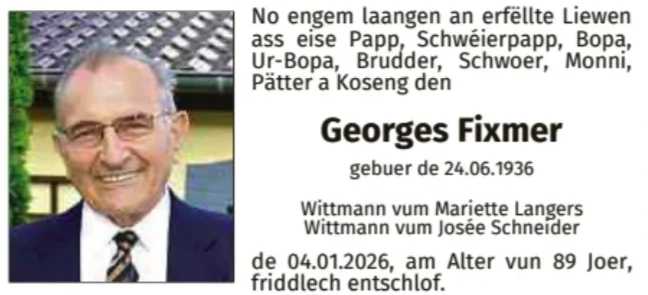 Traueranzeige für Georges Fixmer