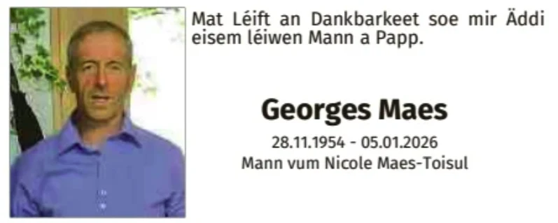 Traueranzeige für Georges Maes